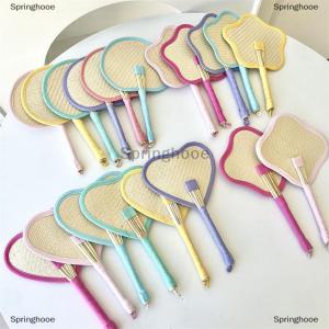 [COD] Springhooe พัดลมใบปาล์มทำด้วยมือหลากสีพัดไม้ไผ่สานฤดูร้อนพัดลมมือกันยุงให้ความเย็นจี้ตกแต่งบ้าน