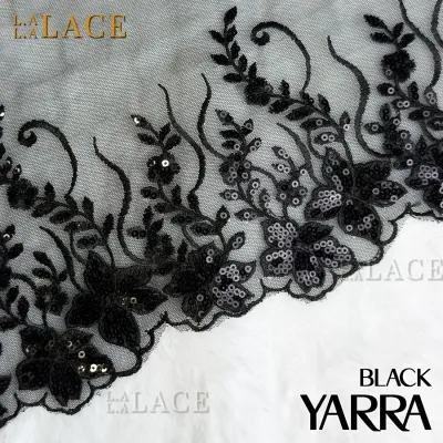 Border Lace YARRA 14cm [FREE MANIK EACH 0.5M] Labuci Renda Border Baju Lace For Baju Kurung LALALACE