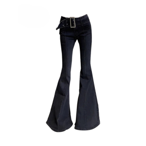 Women Japanese Y2k Streetwear Harajuku Fashion Bell Bottoms Denim Pants Long Trousers 2000s Grunge Flare Jeans Female2026
