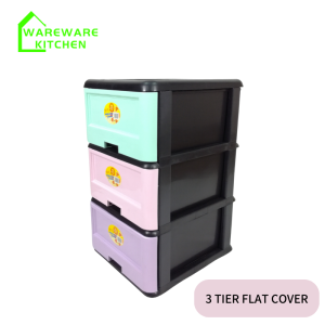 3 Tier Plastic Drawer Plastic Cabinet Plastic Storage with Handle Laci Plastic 3 Tingkat Cabinet Baju Bayi