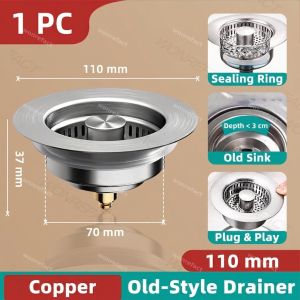 Universal Pop-Up Sink Drain Filter Anti-Odor Bounce Core Stopper Kitchen Lababo Food Catcher Strainer Basket Anti-Clogging