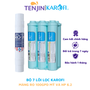 Trọn bộ 10 lõi lọc Karofi gồm bộ thô 12CTO3 và màng RO100 Mỹ cắm nhanh bộ chức năng hiệu suất cao HP6.2 - Hàng chính hãng
