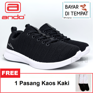 FIURI - Ando - SAGA 33-40 HITAM PUTIH - Sepatu Kets Wanita - Sepatu Sneakers Wanita - Sepatu Olahraga Sport Casual Wanita - Sepatu Jogging Lari Fitness Gym Senam Wanita - Sepatu Anak Perempuan Cewek - Sepatu Sekolah Bertali SD SMP SMA