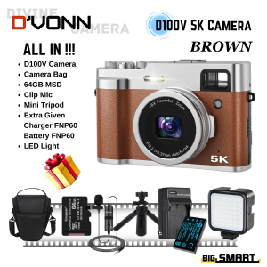 DVONN D100V 5K Point & Shoot Digital Camera 48MP with F2.2 16X Digital Zoom