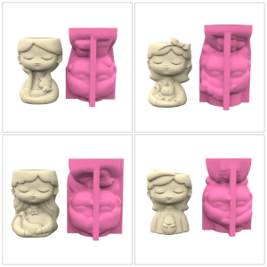 Multi Purpose Silicone Mold For DIY Crafts Resin Planter With Girl Design Grade Flower Pot Making Mould