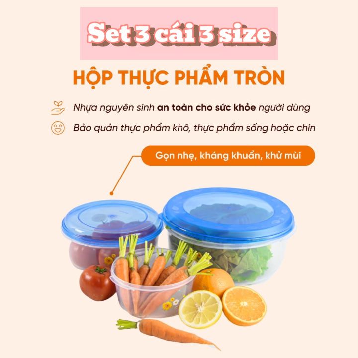 Set 3 Hộp Bảo Quản Thực Phẩm, Đựng Thức Ăn Trong Tủ Lạnh 700-1400 ...