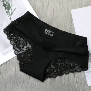 JEOBEST 1/3pcs Seamless Lace Panty Ice Silky Comfy Lady Panties Mid-Waist Pure Lace Underwear Womens Pure Cotton Lus Size Briefs