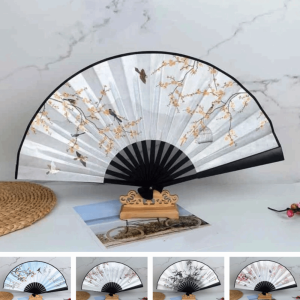 COUPLECOL Dây rút gọn Quạt xếp Trung Quốc Có thể gấp gọn. Di động Quạt tay kiểu cổ Đạo cụ biểu diễn ảo thuật Sáng tạo Quạt bay xoay cosplay Biểu diễn múa