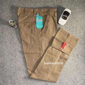 Celana Panjang Pria Kanvas Washing Reguler Fit [27-44] Logo Bordir Bahan Halus Tebal Jumbo M01B