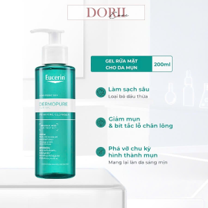 EUCERIN GEL RỬA MẶT DÀNH CHO DA NHỜN MỤN PROACNE CLEANSING 200ML