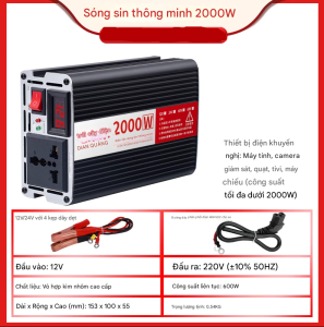 Bộ chuyển đổi điện áp 12v lên 220v Inveter sóng sin thông minh hiệu xuất cao