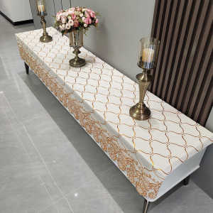 Long TV Cabinet Cloth Dustproof Cloth Cover Oil Resistant Wear-Resistant Hot Stamping Sunflower Printed Tablecloth Cover