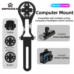 Bike Speedometer Mount Integrated Headlight Stand Aluminum Alloy Bicycle GPS Holder Compatible with Garmin Cateye Bryton XOSS Bike Accessory
