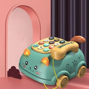 Đồ chơi ô tô điện thoại mèo kéo chạy pin 64 bài hát 16 chức năng cho bé