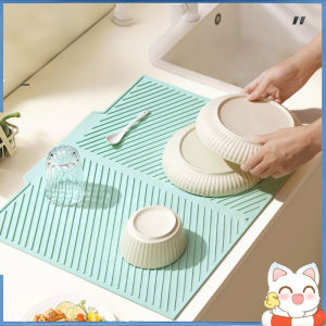 Silicone Dish Drying Mat Alas Pengering Pinggan Anti Slip Heatproof Sink Draining Pad Foldable