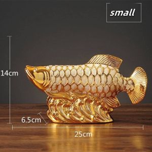 Chinese Ceramic Golden Arowana Ornaments Living Room Decorations Open Gift