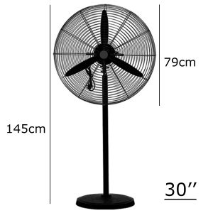 LUCK Heavy Duty Industrial Fan 26/30 Inches Big Aluminum Fan Blades Three Gears Adjustable Stong Wing Power Saving Electric Floor Fan Automatic Shaking Wall Fan Stand Fan Cooling Stand Fan Suitable For Shops Warehouses Factories Night Markets Farms