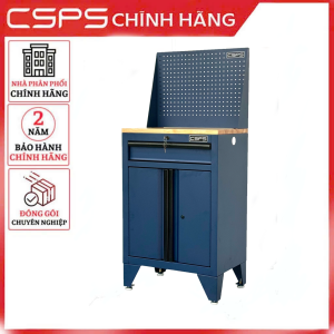 Tủ dụng cụ CSPS 61cm - 01 hộc kéo màu xanh dương kèm vách lưới ván gỗ và chân tủ