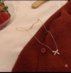 KALUNG WANITA KOREA IN KRISTAL KUPU KUPU PITA KALUNG WANITA SIMPUL RANTAI KRAVIKULA WANITA