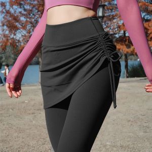 Fake Two-piece Trouser Skirt for Women New Sports Tight Yoga Pants Anti-embarrassment Fitness Pants High Waist Hip Abdomen