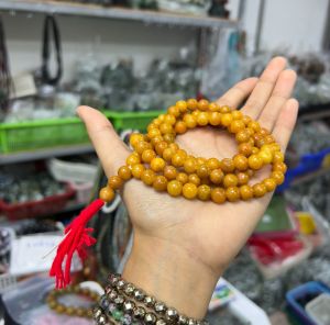 ประคำหยกน้ำผึ้ง เจไดต์ ขนาด 7-8มิล