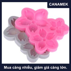 【CANAMEK】 1 khuôn silicon hình hoa sakura 3 ngăn Khuôn làm bánh sinh nhật sô cô la Kẹo mềm trang trí hoa mặt trời