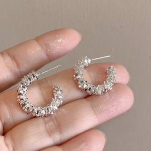 Korean Fashion Simple Earrings Elegant S925 Silver Ear Circle Jewelry Accessories for Women‘s