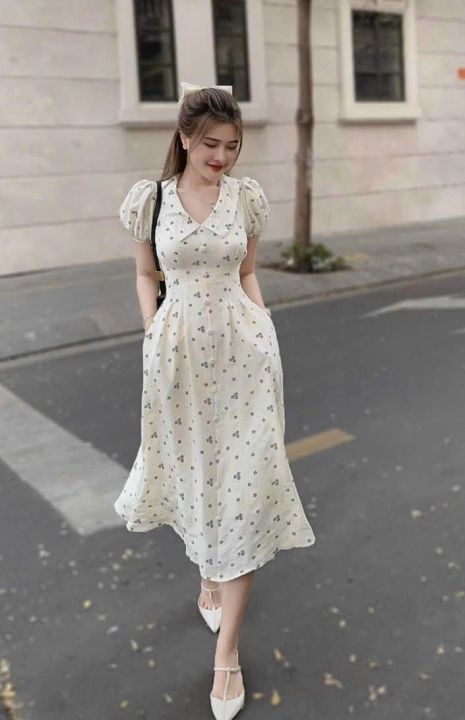 Phụ nữ châu Âu và Mỹ cộng với kích thước mùa hè Váy cổ chữ V lưng cao kiểu  Pháp cổ điển - Váy eo cao 🆘 Kho Hàng Tàu | Đặt