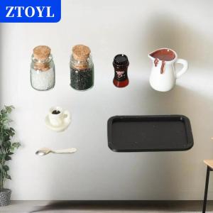 [COD] ZTOYL 7ชิ้นโมเดลเดสก์ทอปฉากจำลองชิ้นส่วนไมโครแฮนด์เมดขนาดเล็กบ้านตุ๊กตาถ้วยกาแฟจำลองอุปกรณ์ตกแต่งถาด