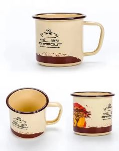 (In stock) thick top quality 380ml splash-i enamel mug cup