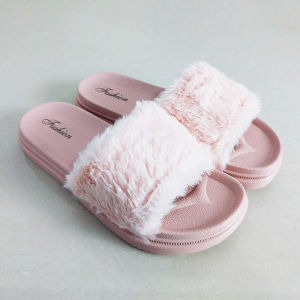 Sandal Selop Wanita Fashion Woman Slip On Kekinian Bulu Polos Lembut Kasual Santai Import COD SPT-52