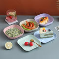 Square Wheat Fiber Saucer Plate Deep Dishes with Base Holder Fruit Salad Appetizer Dessert Unbreakable Dishware Tableware. 