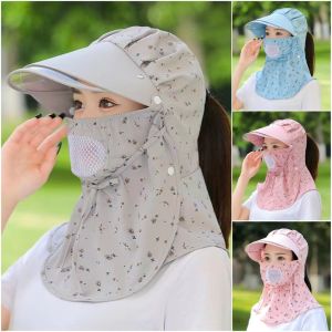 Women UV Protector Cap Breathable Big Brim Outdoor Sun Hat with Face Neck Flap Fashion Outdoor Working Tools