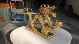 Brass Feng Shui Dragon Statue Luck Success Home Décor Sculpture Gift Collectible Ornament