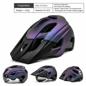 【SG Ready Stock]👉Bicycle Helmet with Magnetic Goggles+ Detachable Visor👉Lightweight Breathable👉57-61CM👉EN1078 LTA Safety Requirement