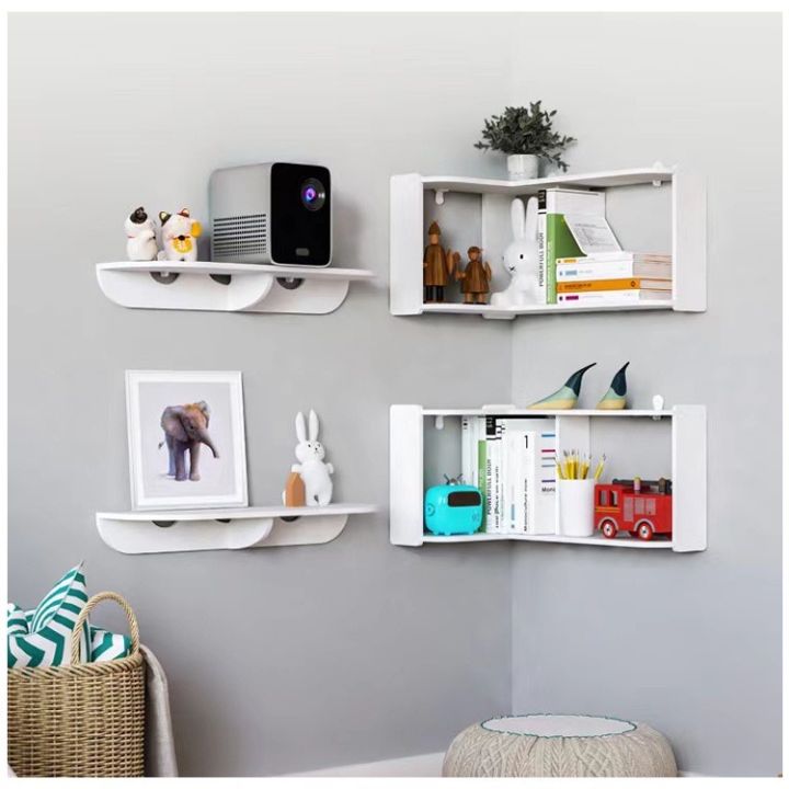 2in1 Shelf On Corner Wall, Wall Storage Bookshelf Without Drilling