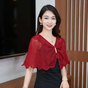 SPDD Nhiều màu Khăn choàng dệt Ngắn Thoáng khí Áo khoác Áo khoác ren Áo nữ Phụ nữ
