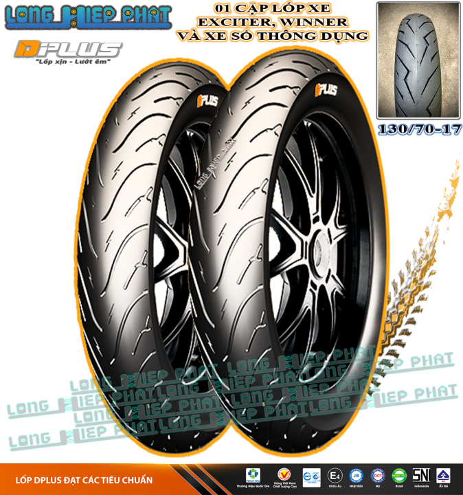 1 CẶP VỎ (LỐP) XE KHÔNG RUỘT_DPLUS_CHO XE SỐ, EXCITER, WINNER_TIÊU ...