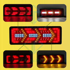 Lampu Belakang Modi 12V-24V LED Light Universal Tail Lamp Besi Flowing Signal Reverse Brake  Lori Treler Trak 1 SET