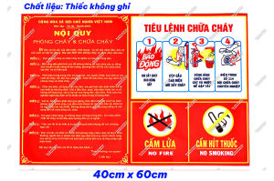 Bảng Nội Quy - Tiêu Lệnh - Cấm Lửa - Cấm Hút Thuốc kết hợp 4 trong 1 (Mica/Thiếc Không Gỉ)
