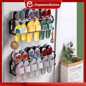 63cm Wall Mounted Slipper Organizer Shoe Rack Slipper Rack Organizer Foldable 3 in 1 Bathroom Rack