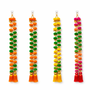 Traditional Handmade Pom Pom Wall Hanging String Decoration | Door Entrance | Diwali Decor | Festive Decor (Size - 5ft | Pack of 1 pc)