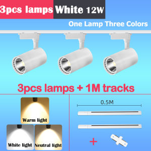 CHENBEN Led Track Light Rail Ceiling Lamps 3 Color Change with Memory COB Track Lamp 12W 20W Aluminum Ceiling Spotlights Tricolor Spotlight For Home Living Room Clothes Shop