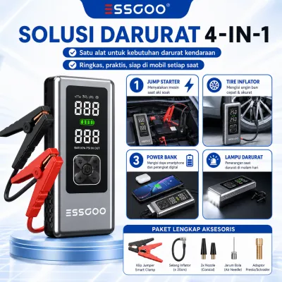 ESSGOO M5 Jumper Aki Mobil 10000mAh Pompa Ban Elektrik Portable Car Jump Starter