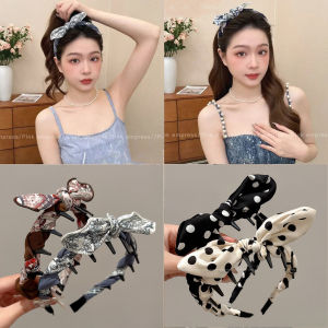 Bow Toothed Headband Wrap Fabric Head Band for Woman Non-slip Face Washing Hair Band