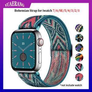 VUAERANG Bohemia Style Nylon Strap for Apple Watch Band 40mm 44mm 45mm 41mm 38mm 42mm Elastic Nylon Solo Loop Bracelet for i Watch serie 1 2 3 4 5 6 se 7