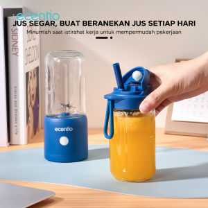 ecentio blender buah 10 mata pisau mini pop ice juicer pembuat jus rumahan 60W multifungsi kaca bahan kelas makanan Mudah untuk dibersihkan 380ml+380ml