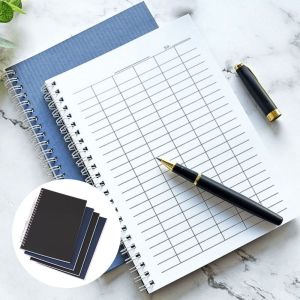 YRUQYS Universal Line Pages Spiral Bound Notebook Sturdy Cover Blank Grid Financial Record Book Quarterly Revenue Horizontal Layout Multi-Purpose Notebook Tracking Time