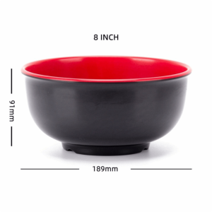 PRECEPT REVOLT77LT5 Japanese Style Melamine Bowls Imitation Porcelain Black Red Salad Bowls Unbreakable Soup Bowl Tableware