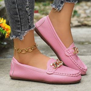 Free Shipping WomenS Loafers Soft And Comfortable Casual Chain Flat Shoes With Shallow Toe